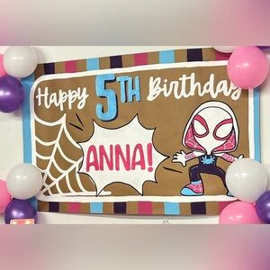 Hand painted Ghost spider Gwen Stacy spider Gwen 5th birthday backdrop poster